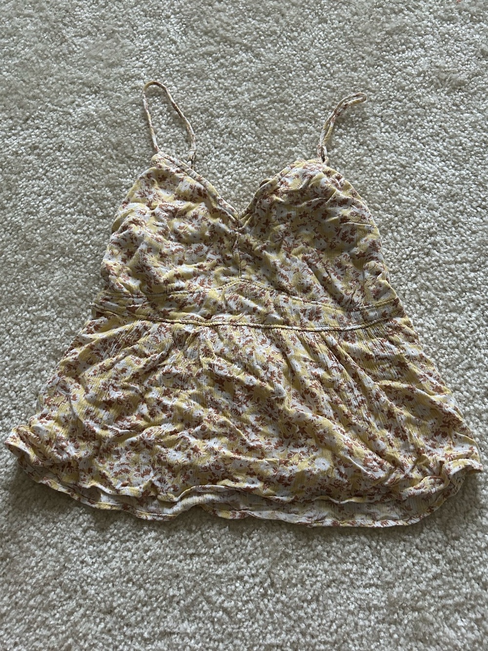 Abercrombie Floral Yellow Spaghetti Strap Women's Top